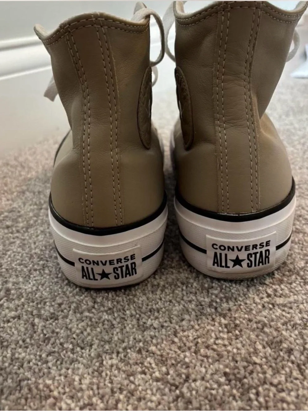 Converse All Star High-Top Sneakers in Beige and White